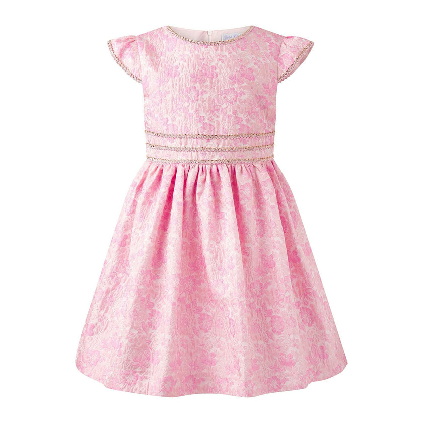 Floral Cap Sleeve Damask Dress