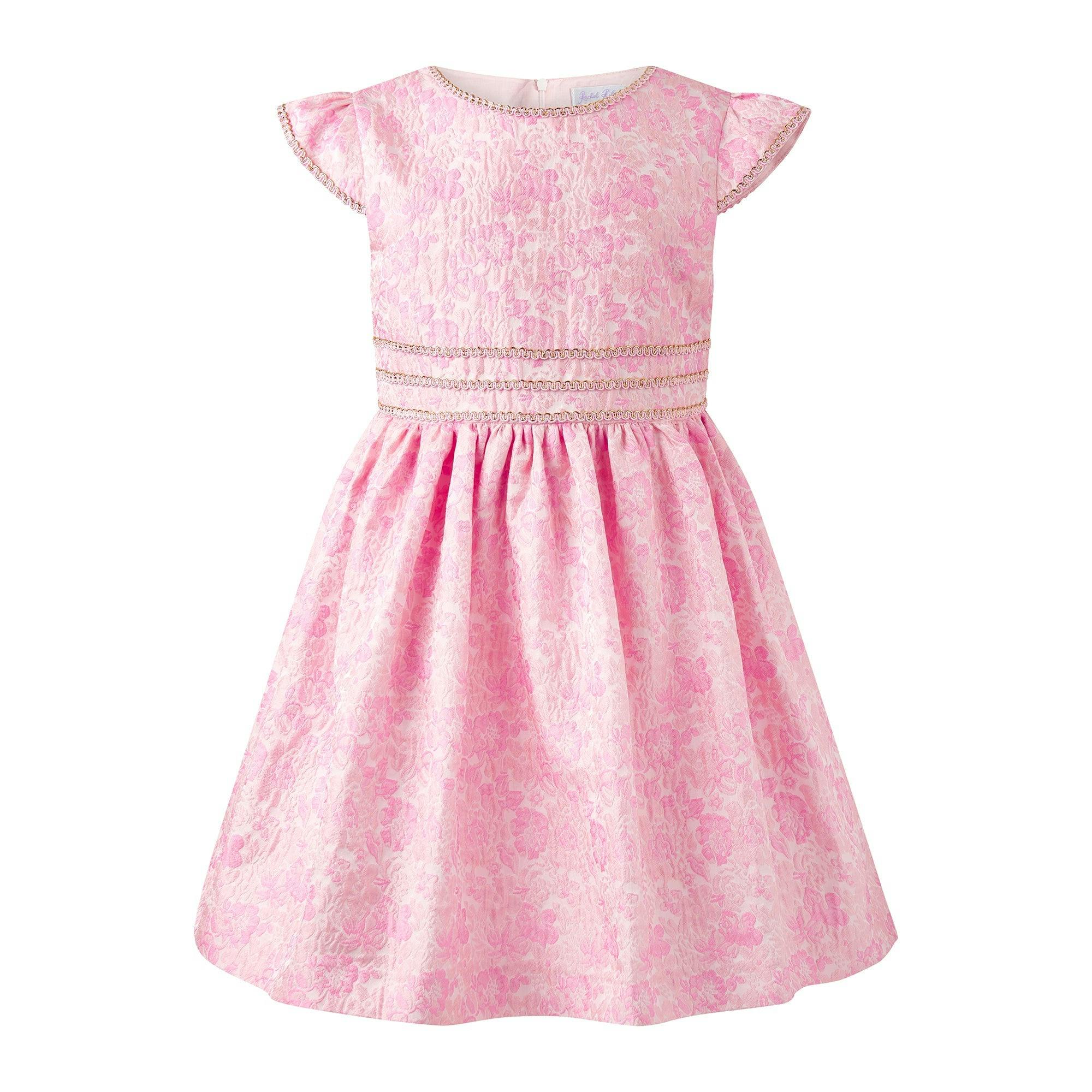 Floral Cap Sleeve Damask Dress