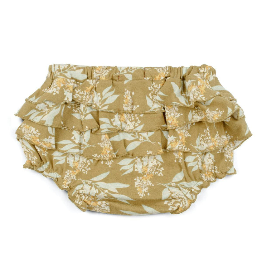 Gold Floral Organic Cotton Ruffle Bloomer