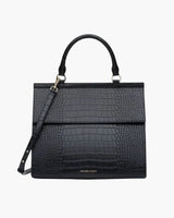 Large, Insulated, Chic Lunchbox, Black Croc