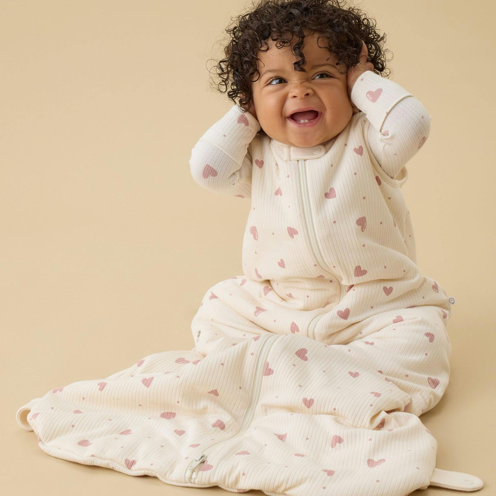 Hearts Ribbed Front Opening Sleep Sack 1.5 TOG