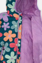 Quilted Mid-Season Jacket Green Floral Print