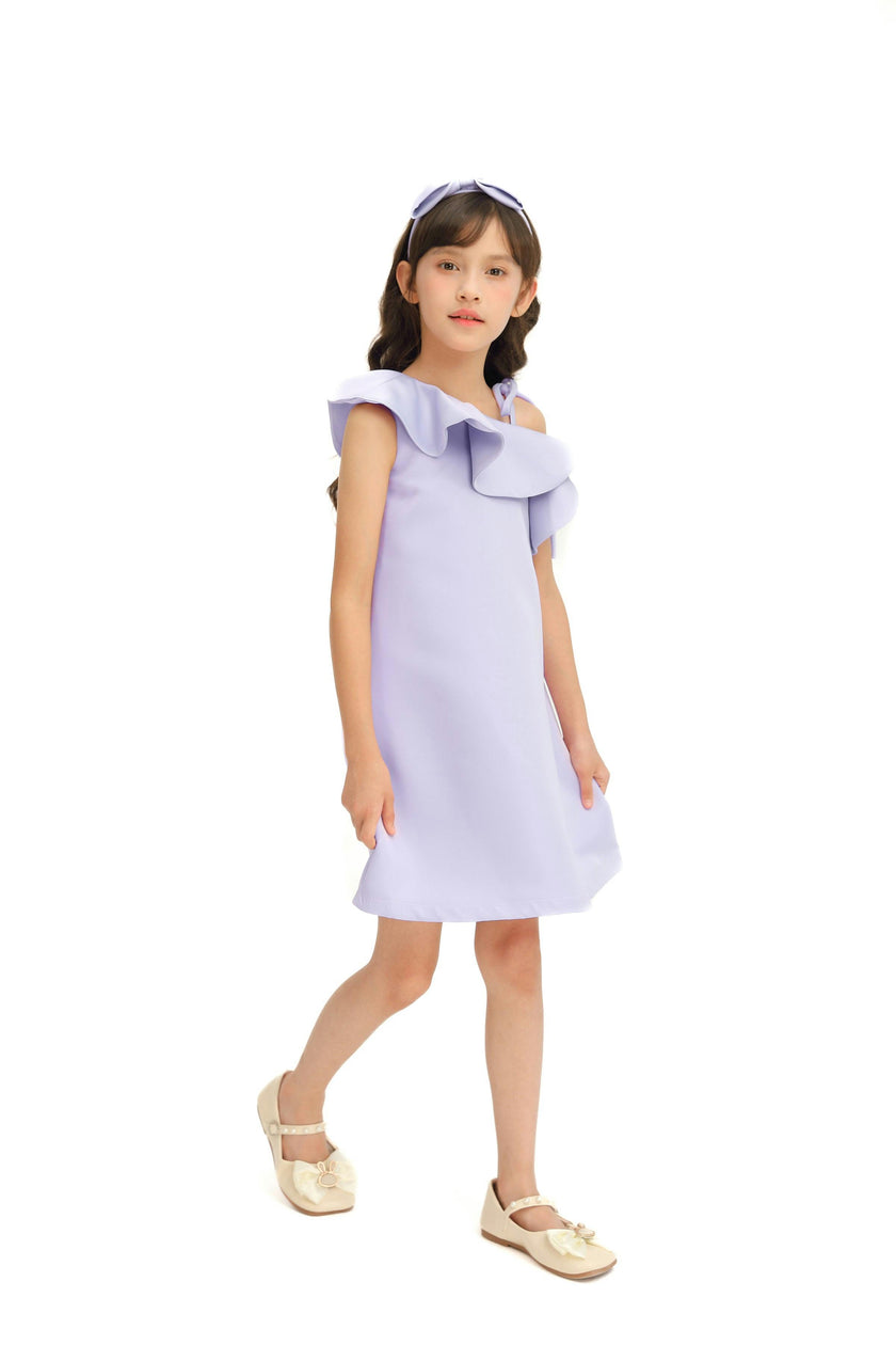 Purple Petulla Off Shoulder Ruffle Dress