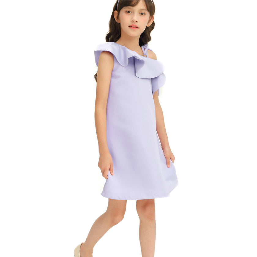 Purple Petulla Off Shoulder Ruffle Dress