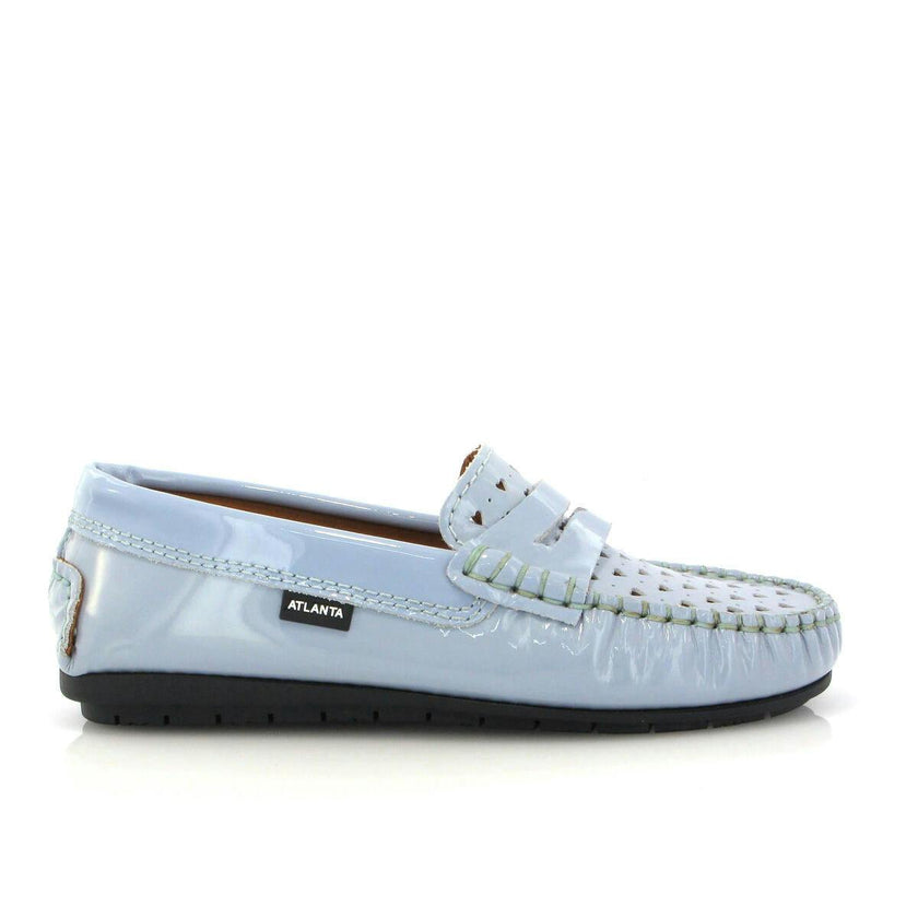 032 Walkers - sky blue patent with hearts