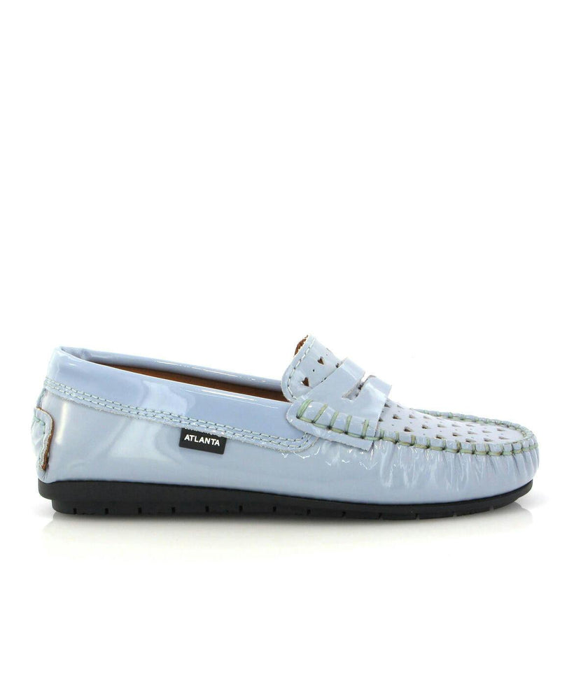 032 Walkers - sky blue patent with hearts