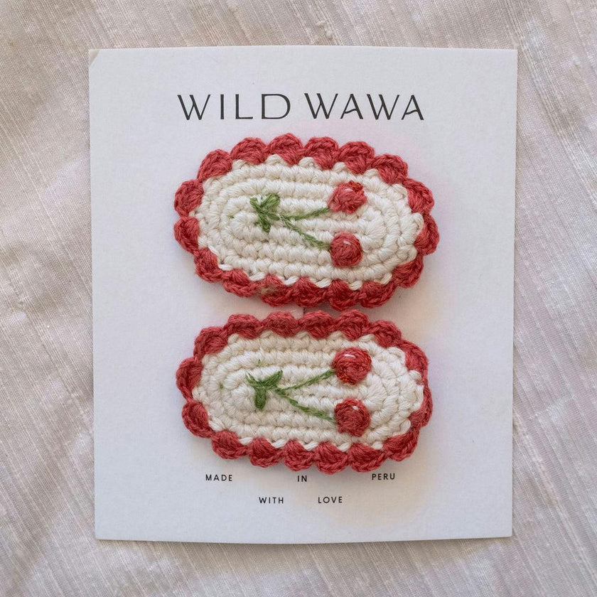 Crochet Clip Set in Red Cherry