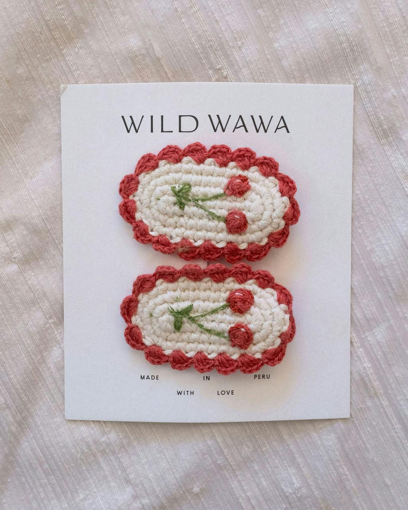 Crochet Clip Set in Red Cherry