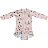 Girl's One-Piece Ruffle Rash Guard Swimsuit