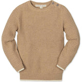 Organic Long Sleeve Crewneck Sweater with Buttons, Beige