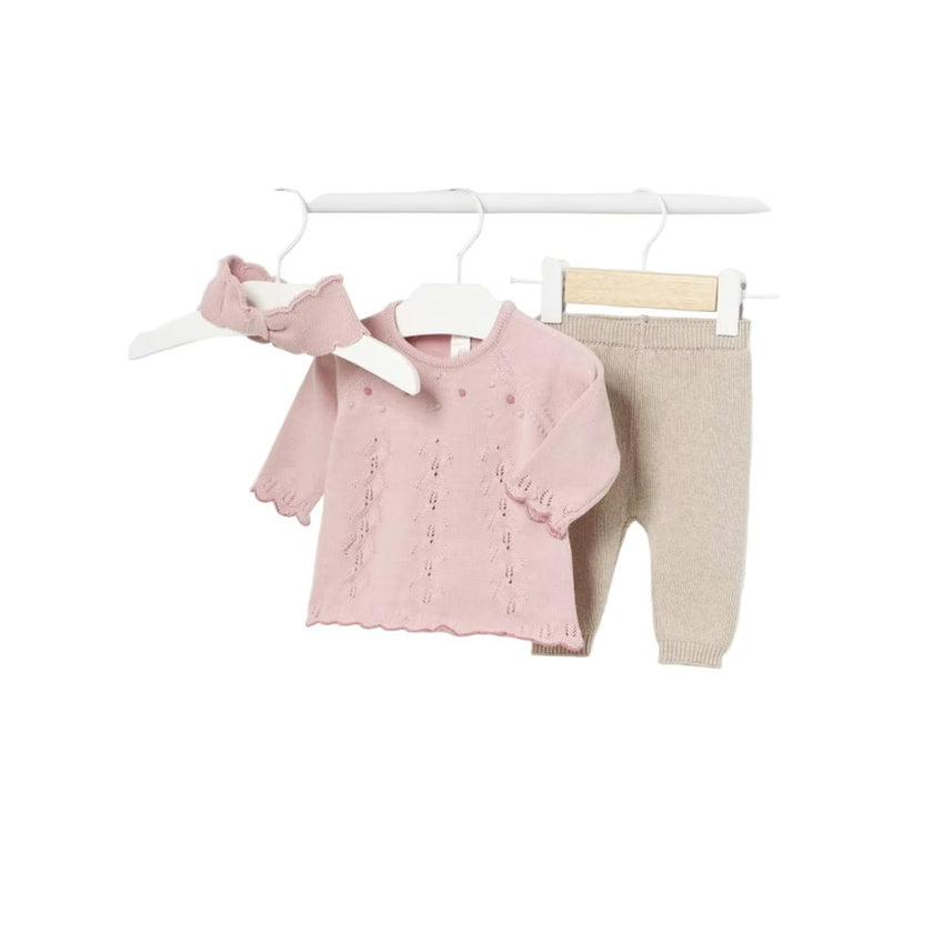 Newborn Girl 3 Piece Knit Set