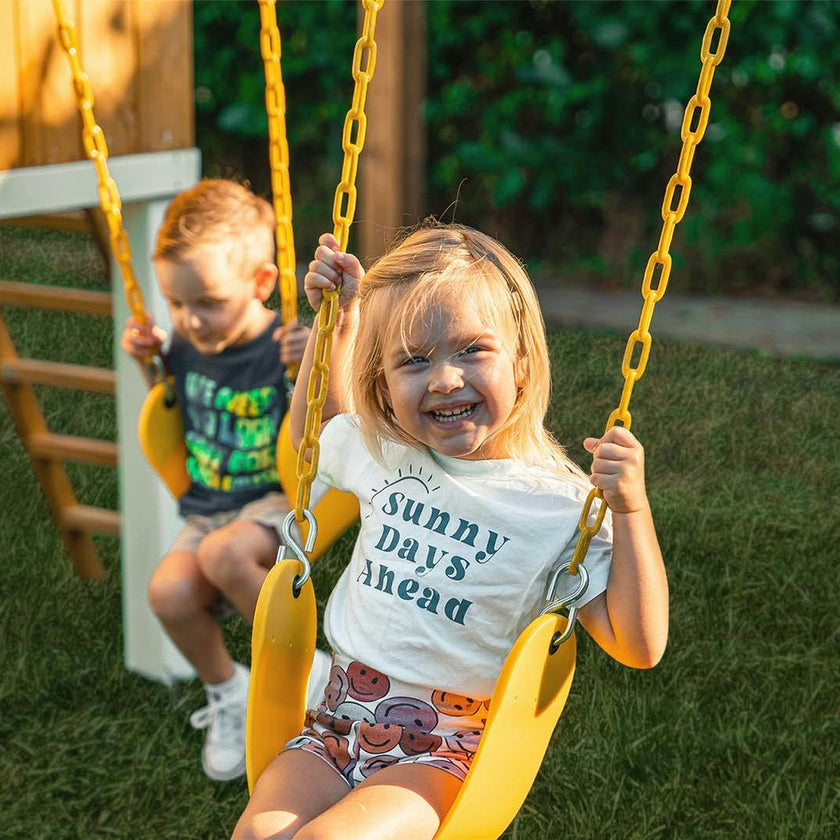 Forest - Modern Backyard Outdoor Swing Set 2 Swings And Trapeze Bar
