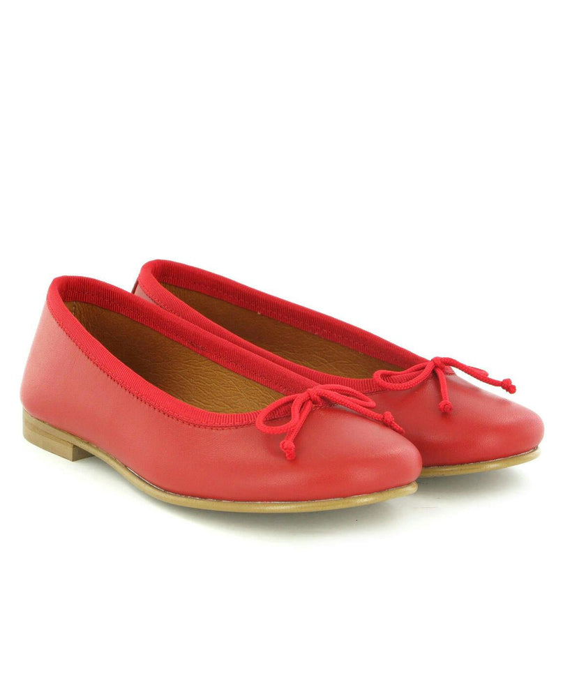 Smooth Leather Ballerinas, Red