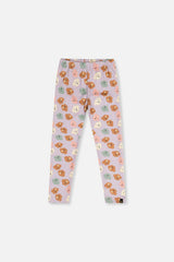 Organic Cotton Leggings Purple Poodle Print