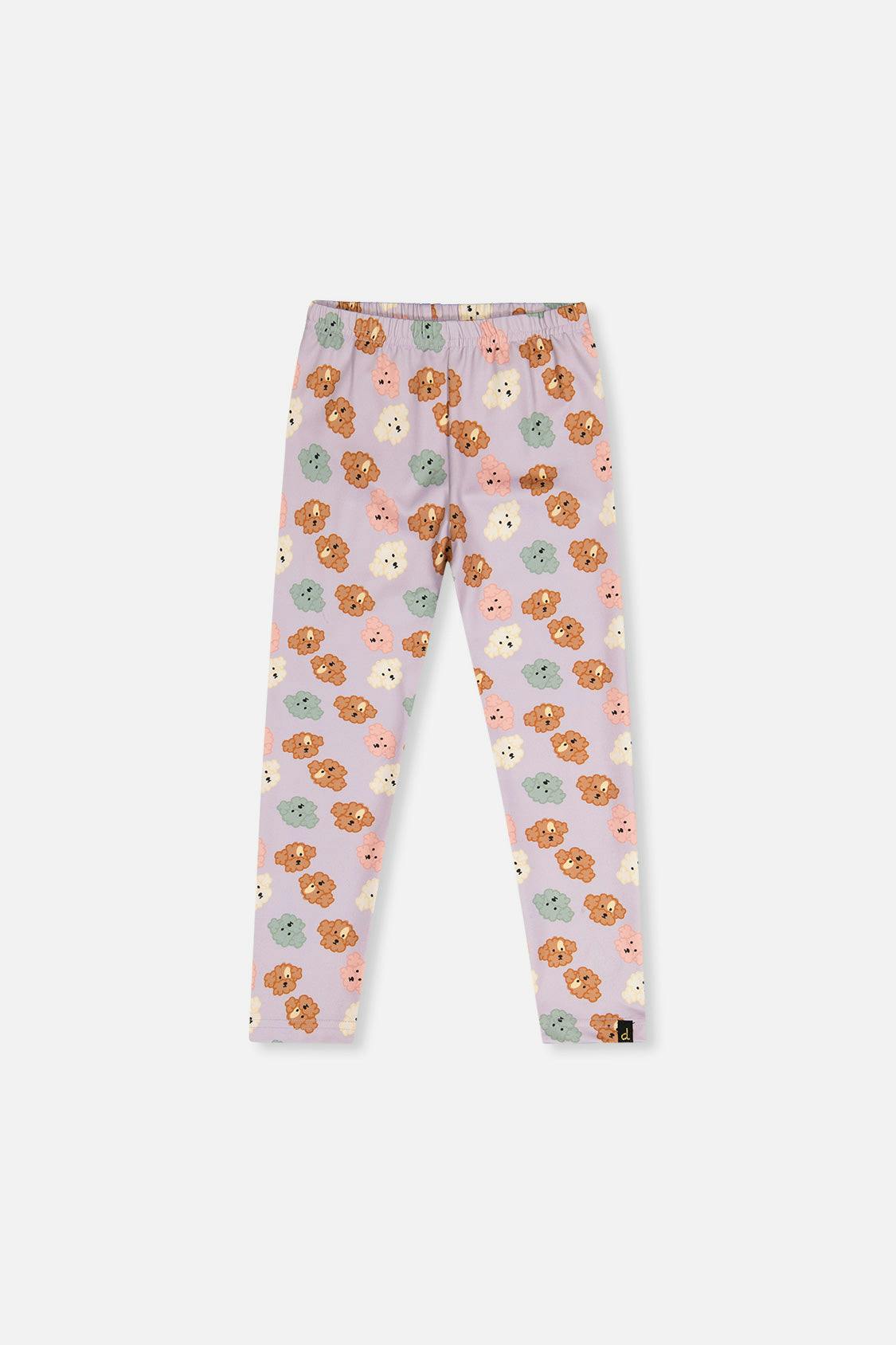 Organic Cotton Leggings Purple Poodle Print