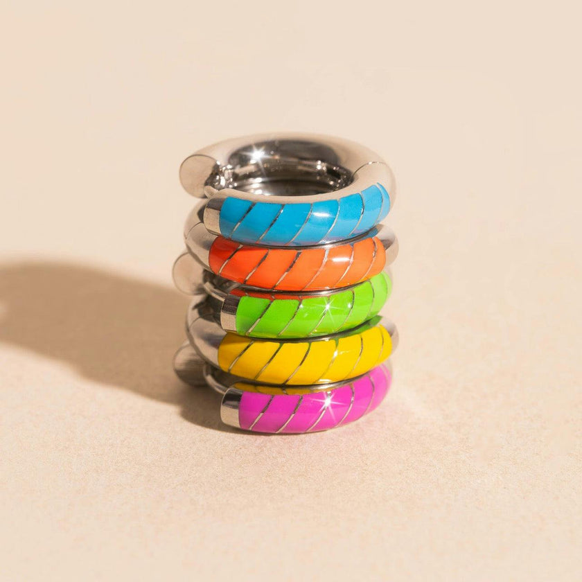 Neon Color Chunky Rounded Huggie Hoop Earrings
