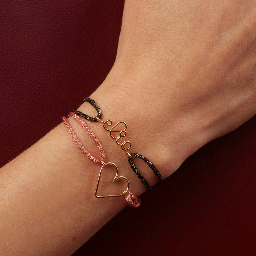Personalized Lurex Cord Bracelet, Yellow Gold-Filled