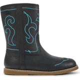 Savina Twins Print Leather Boots, Black