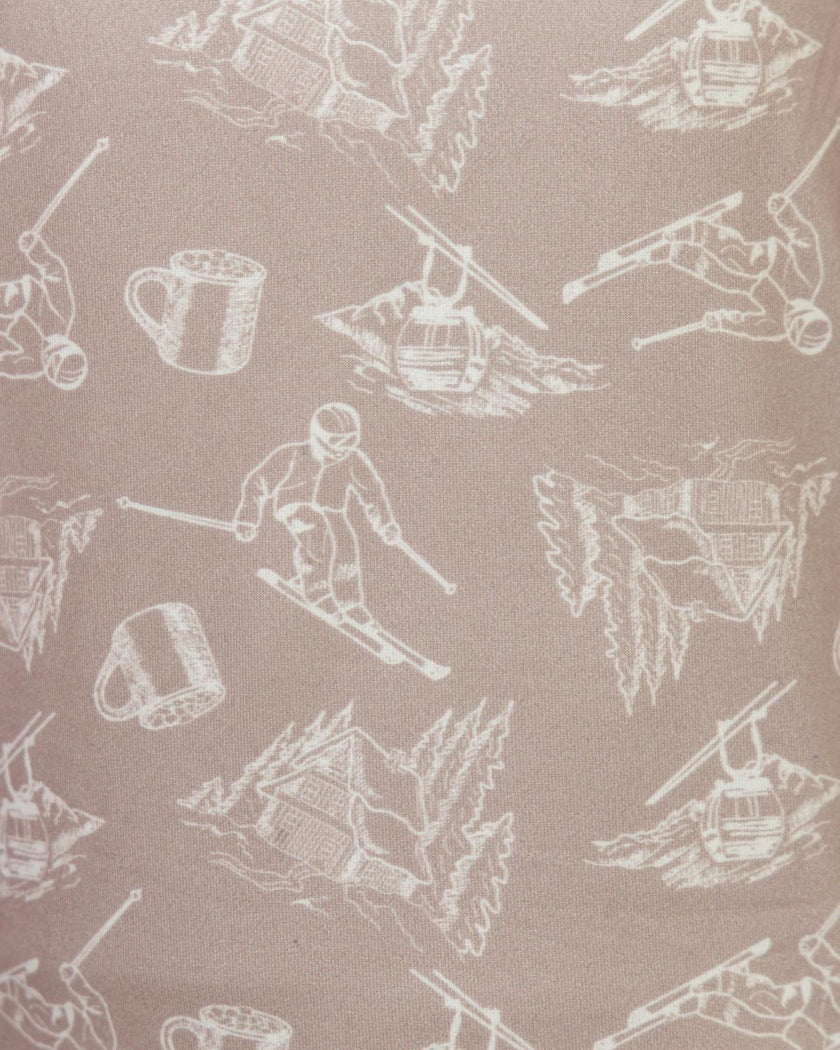 Kids Base Layer Set in Soft Brown Toile