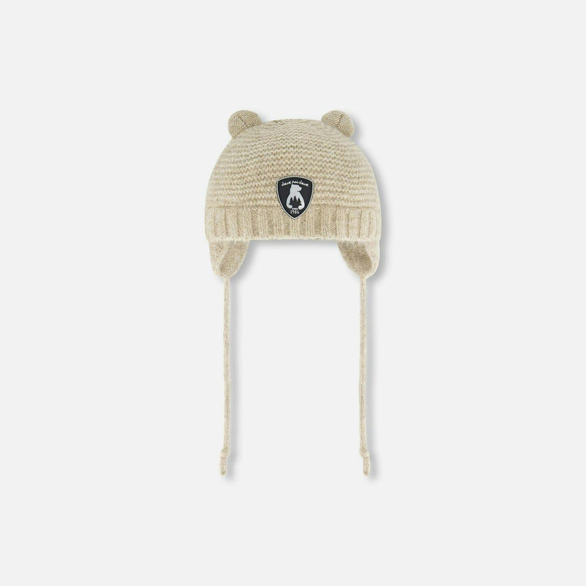 Knit Hat With Ears Beige