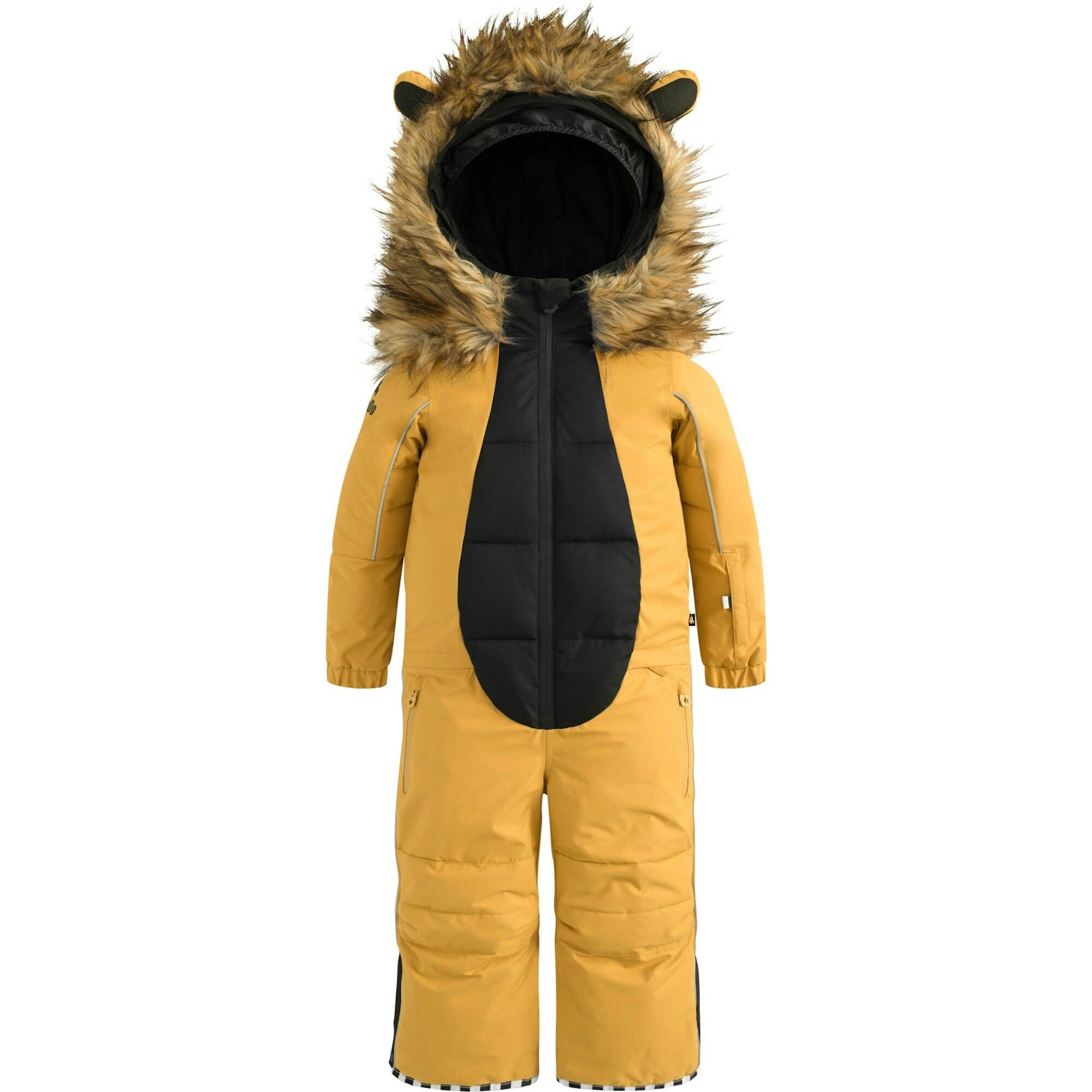 Liodo Adjustable Hood Waterproof Zipper Snowsuit, Brown