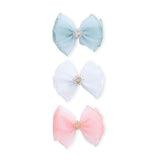 Multicolor Pearl Cluster Bow Clip Set