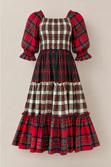 Madeline Dress in Mixed Plaid