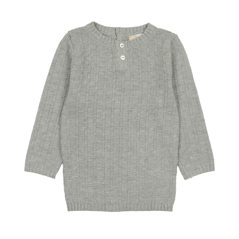Tiny Tiles Knit Henley Collar Crew Fit Sweater