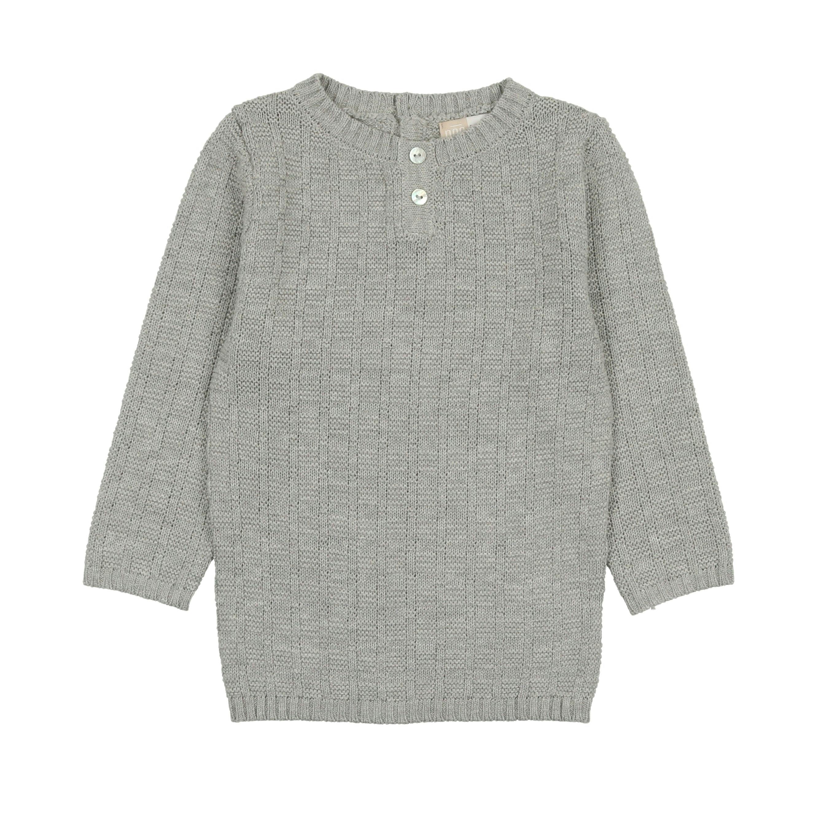 Tiny Tiles Knit Henley Collar Crew Fit Sweater