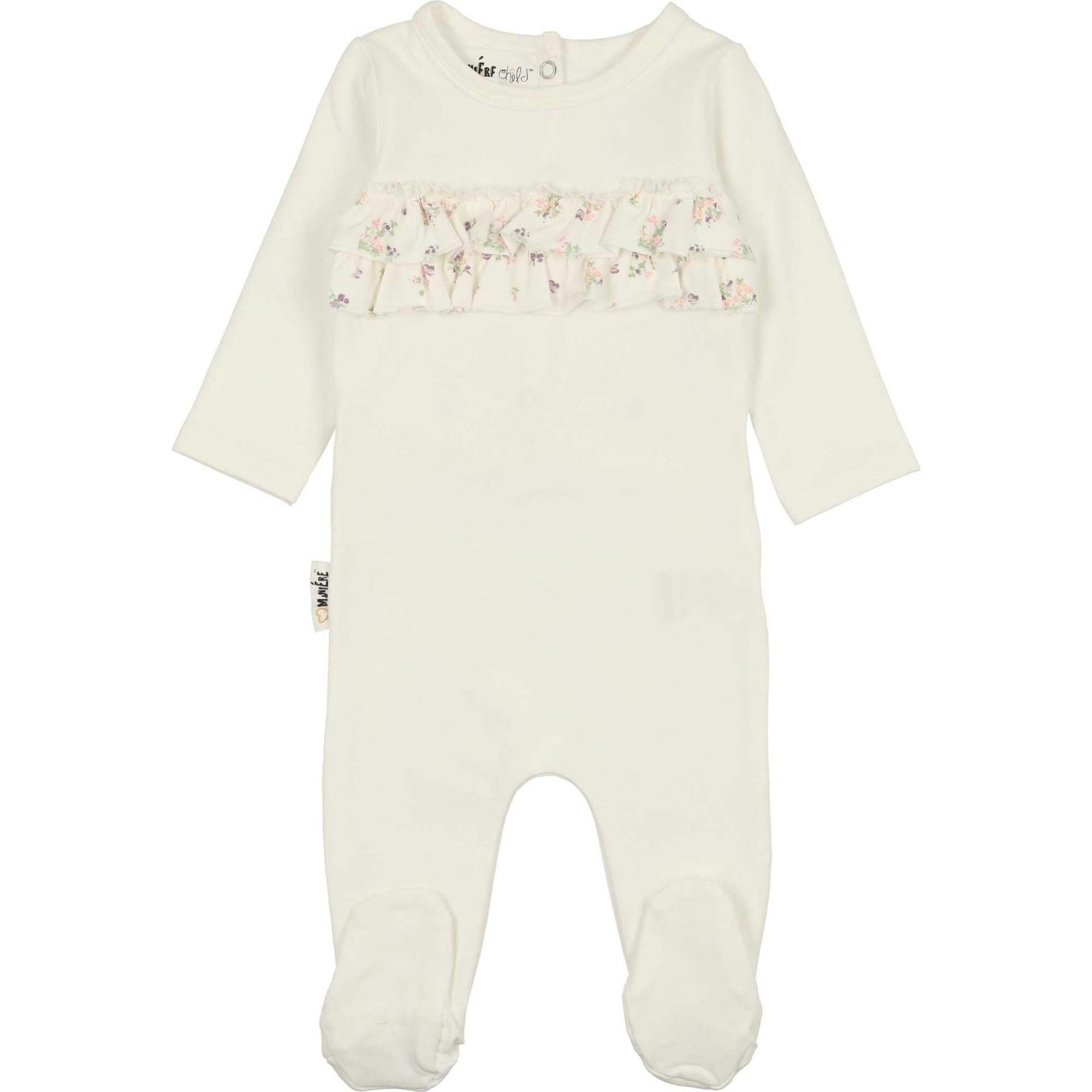 Floral Ruffle Front Long Sleeve Footie