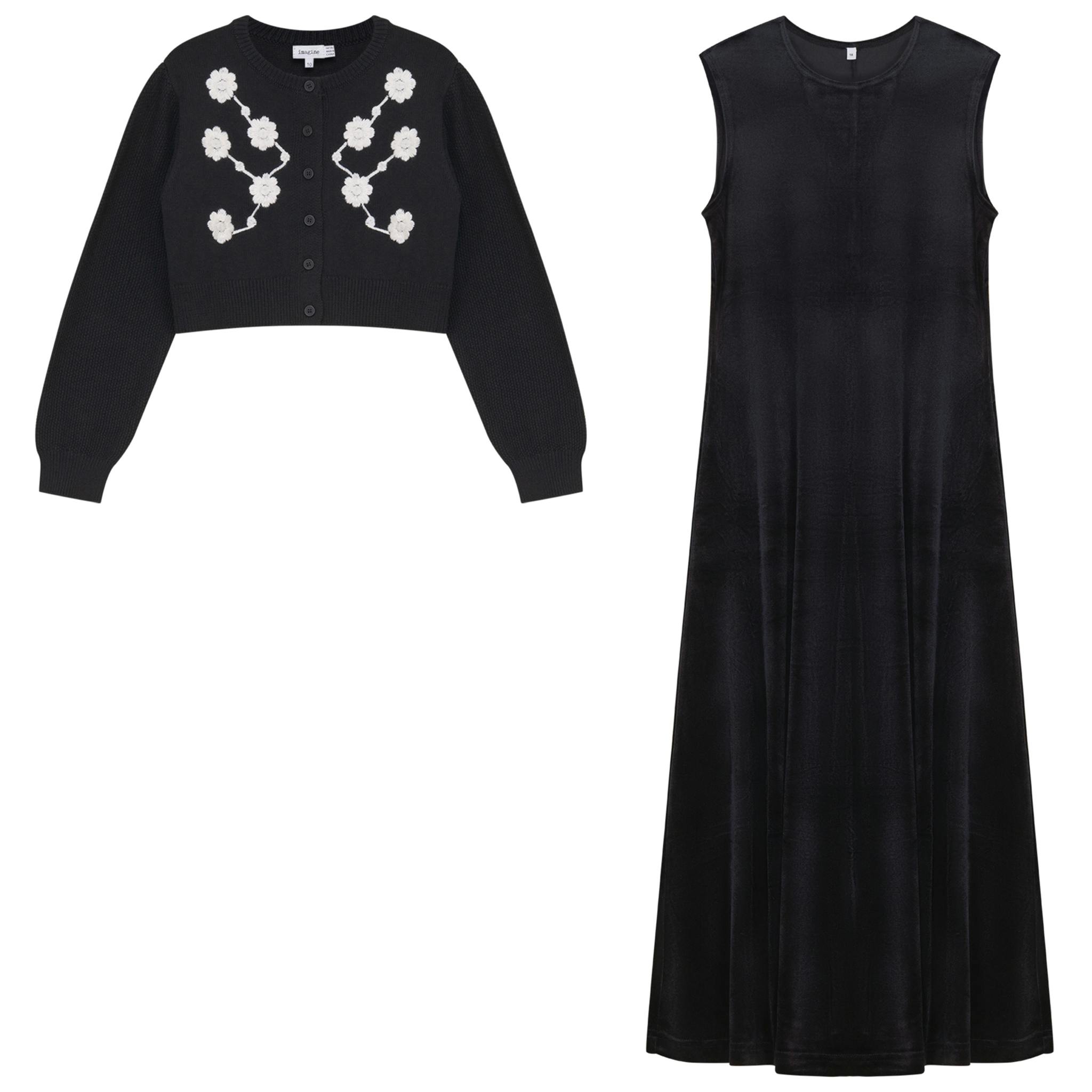 Knit Cardigan & Slinky Velour Robe Set