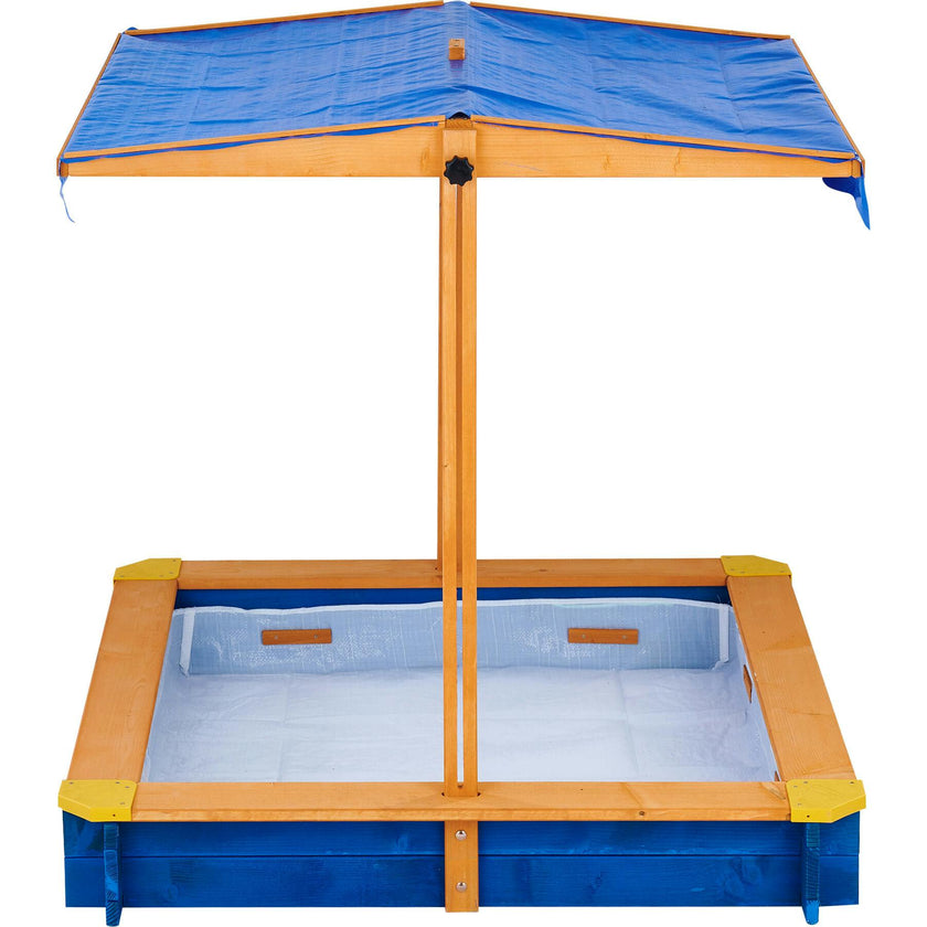 Teamson Kids Outdoor 46" x 46" Sand Box with Adjustable Canopy