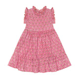 Ondine Ruffle Dress Pink Palm, Pink Palm