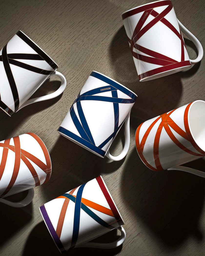 Mug Cup NASTRI in Luxury Box Multicolor diam. 3", H 3.9", cap. 12.5 oz