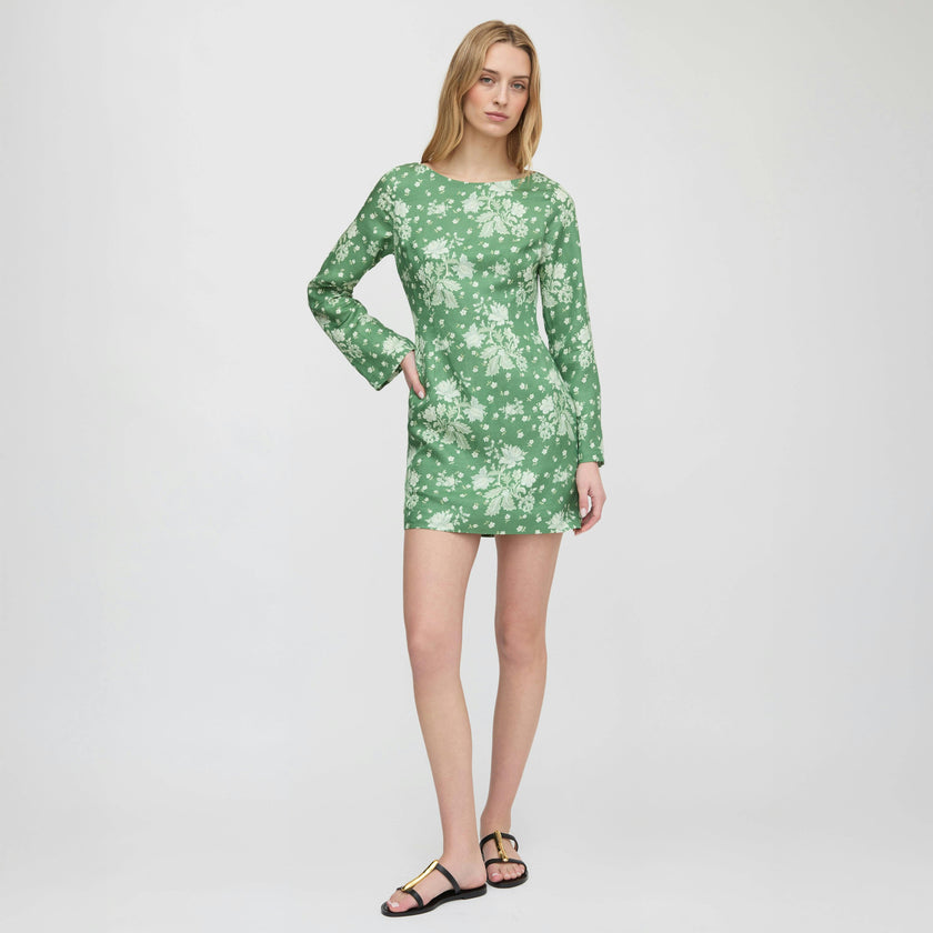 The Longsleeve Viola Dress - Green Delft Bouquet