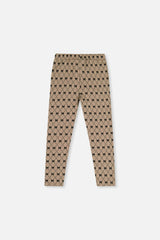 Treggings Beige Bow Tie Print