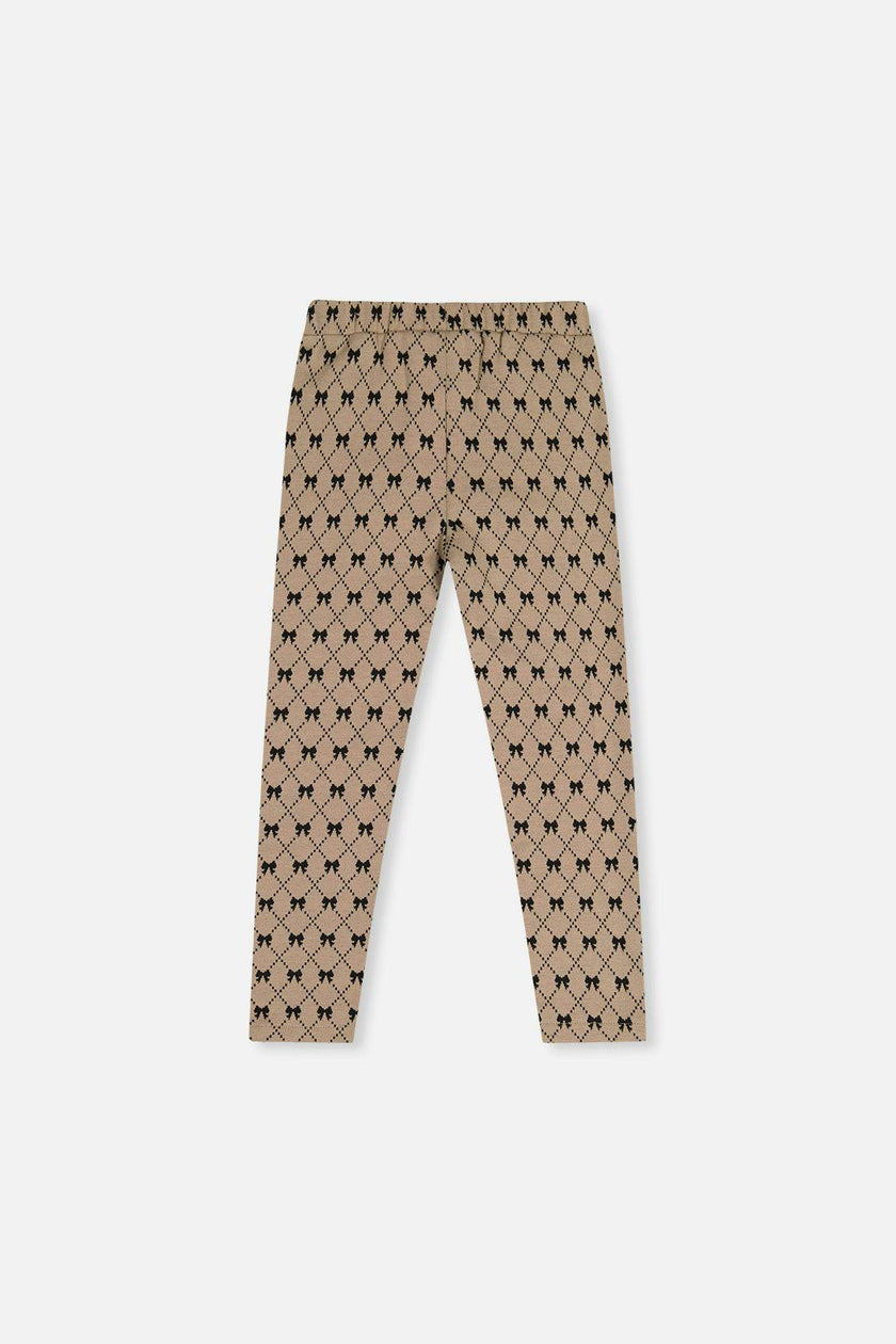 Treggings Beige Bow Tie Print
