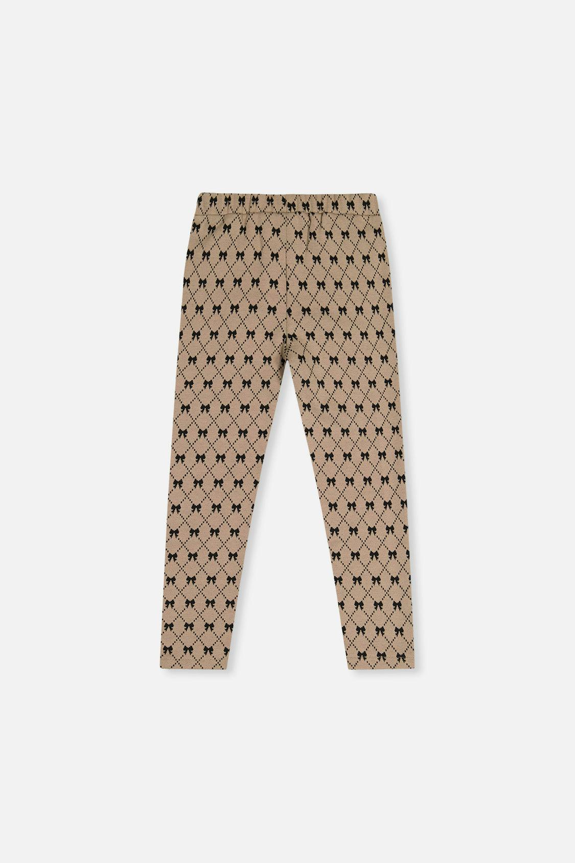 Treggings Beige Bow Tie Print