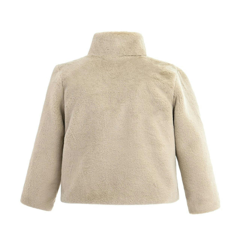 Beige Plush Asymmetrical Coat