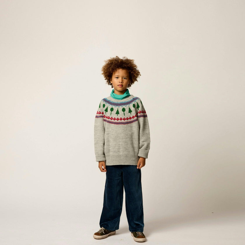 Recess Fair Isle Sweater in Heather Grey