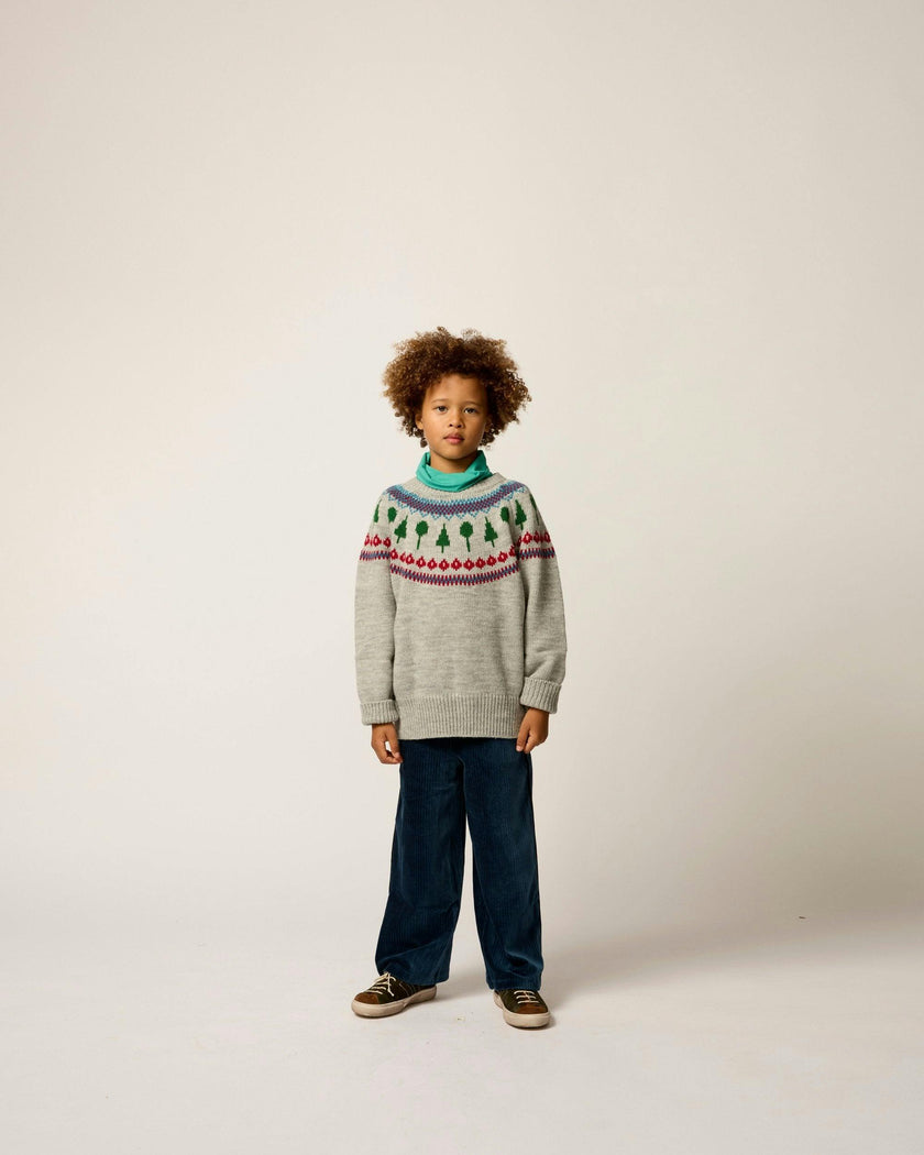 Recess Fair Isle Sweater in Heather Grey