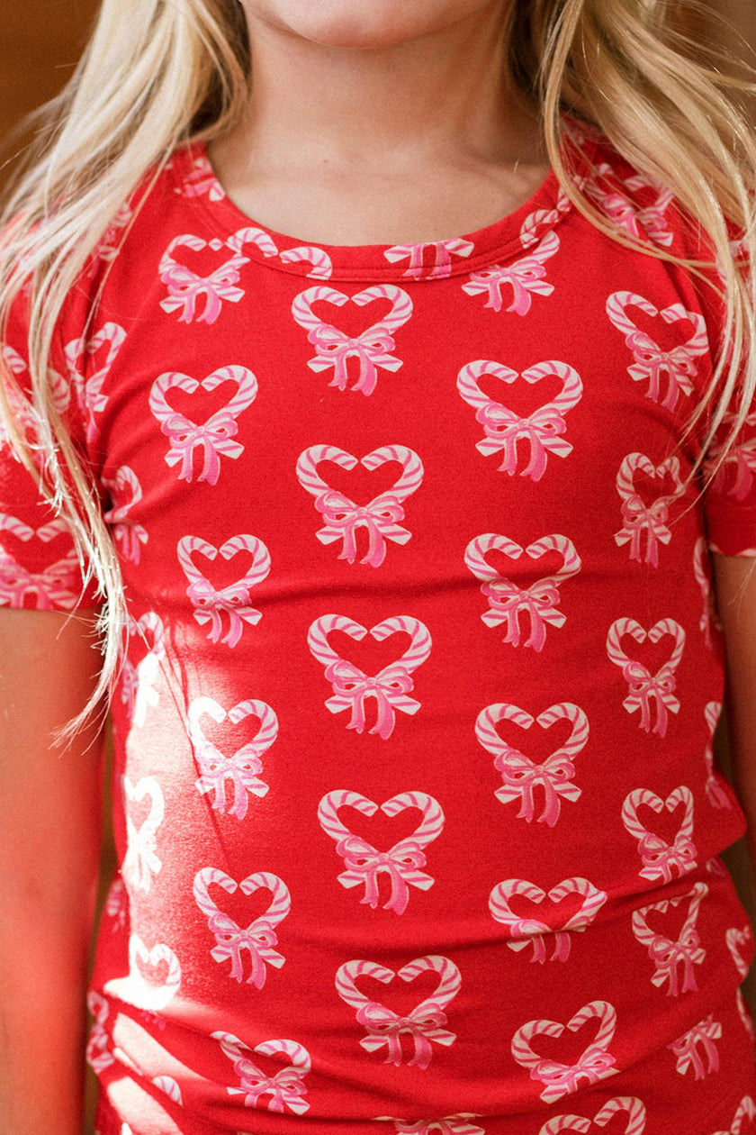 Mini Kali Pajama Set in Poinsettia Candy Canes