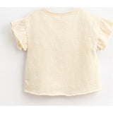 Ruffle Sleeve 2-Buttoned T-Shirt