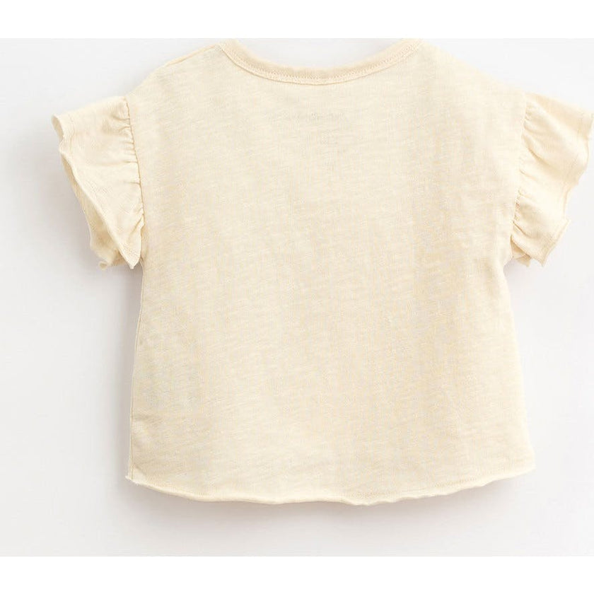 Ruffle Sleeve 2-Buttoned T-Shirt