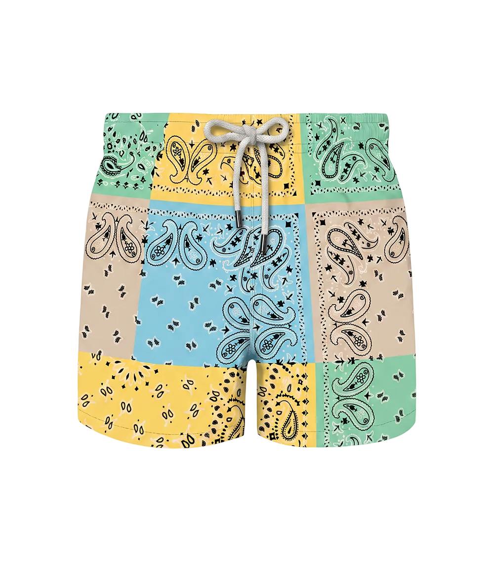 boy swim shorts bandana pastel