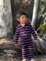 KINGSTON Navy/ Burgundy Stripe Polo Romper