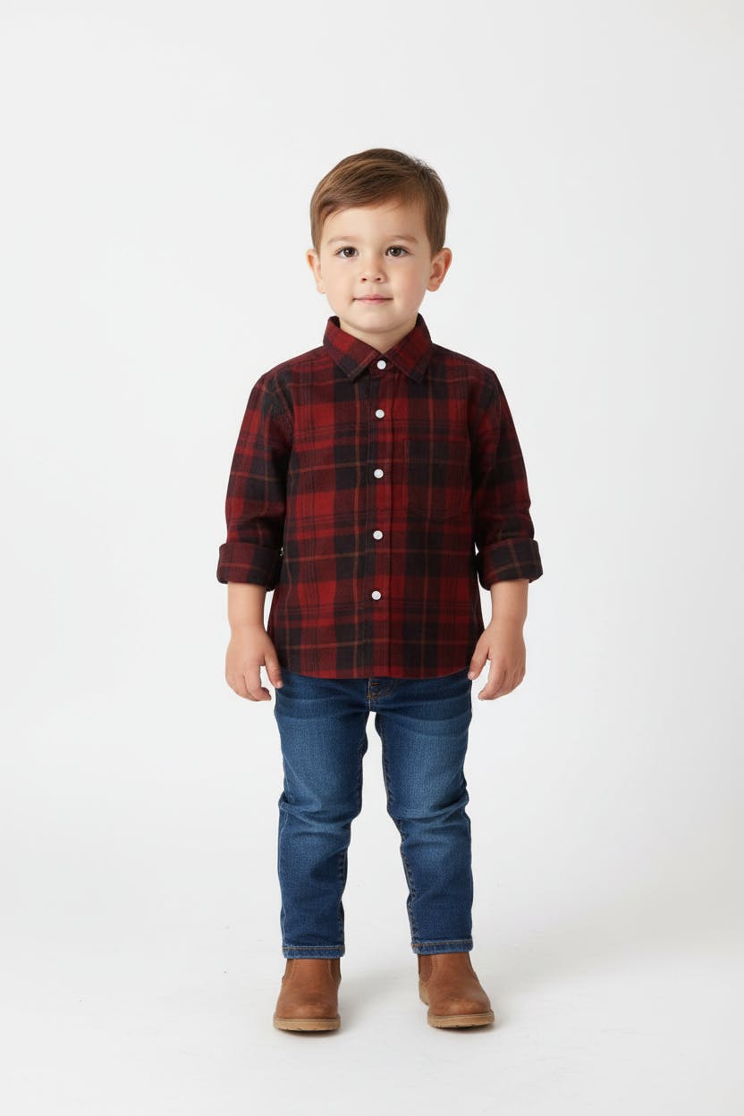 Rowan Plaid Corduroy Boys Shirt Red