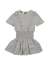 Textured Floral Short Sleeve Peplum Dress