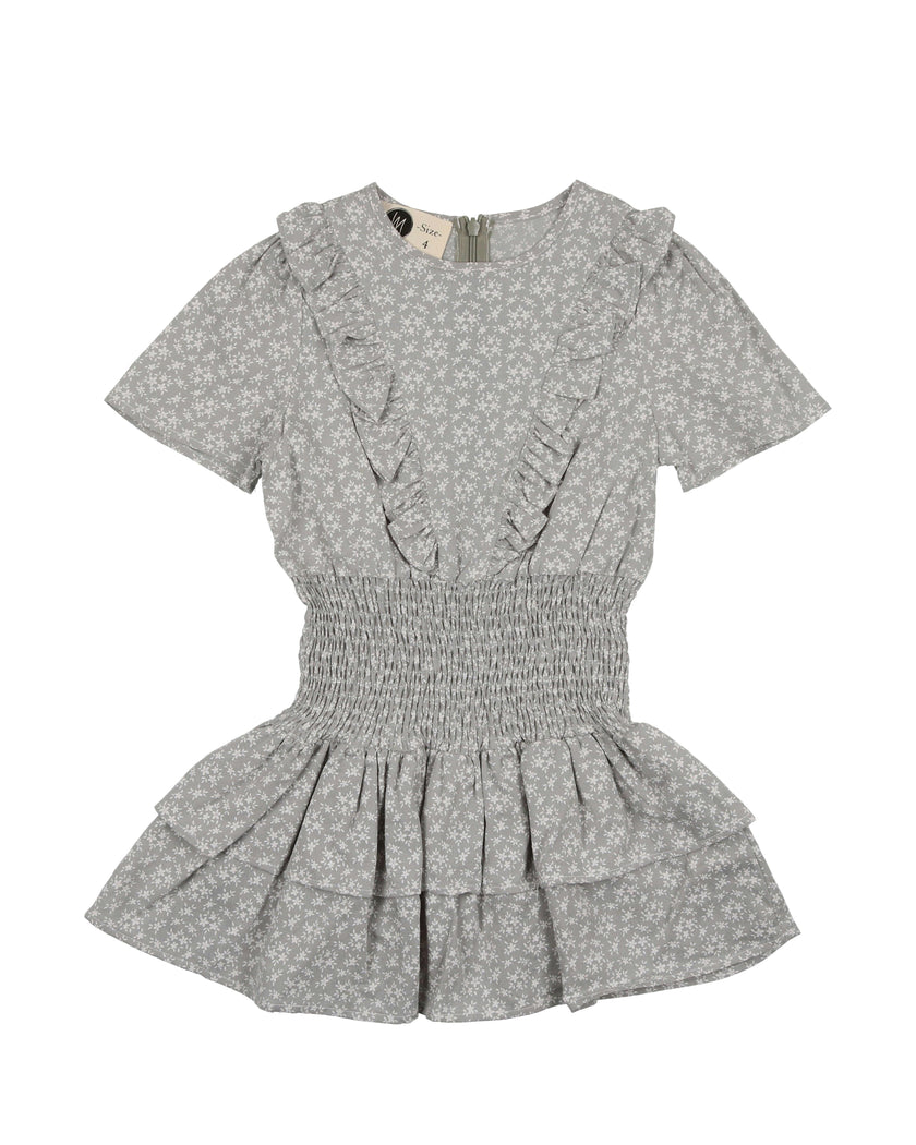Textured Floral Short Sleeve Peplum Dress