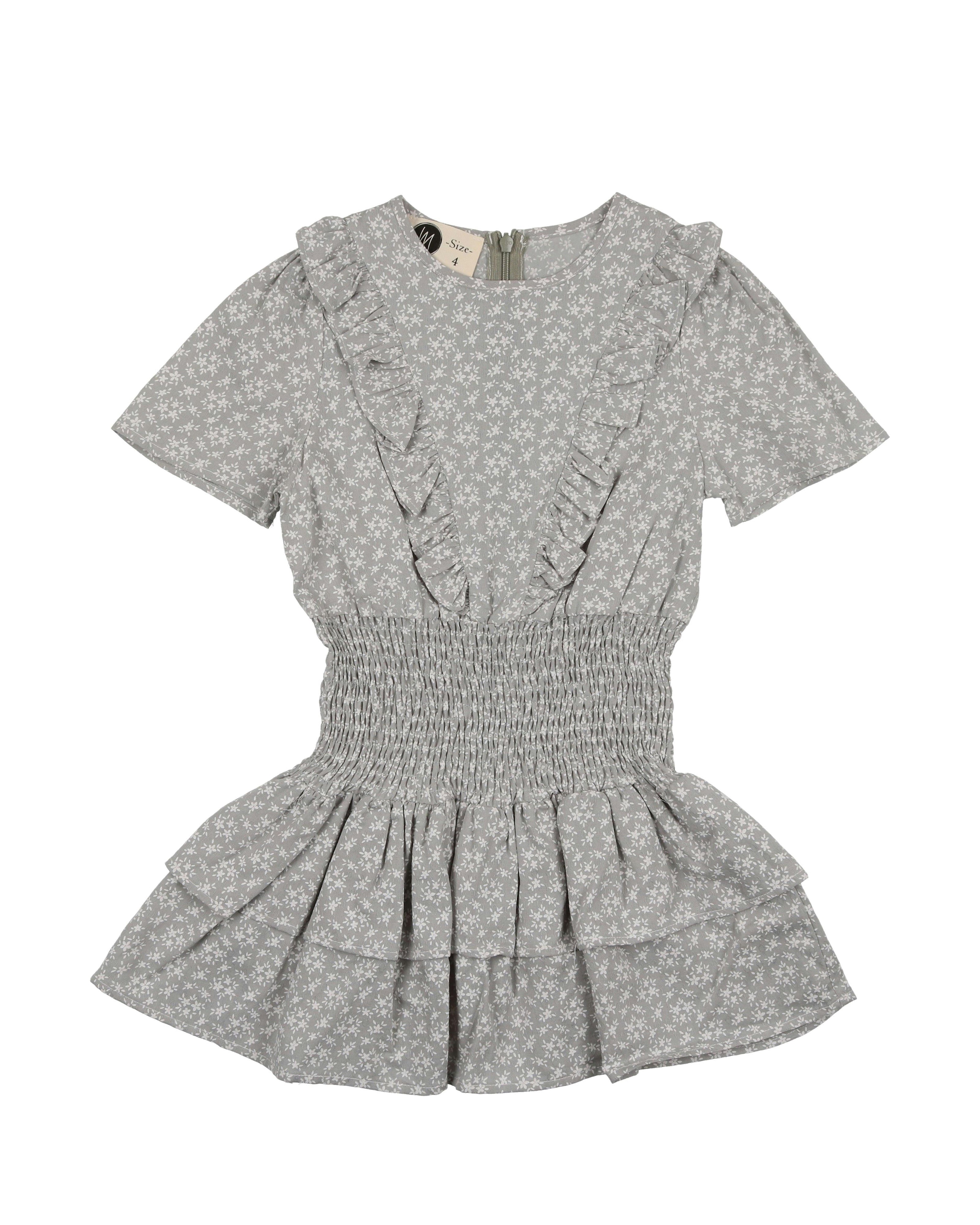 Textured Floral Short Sleeve Peplum Dress